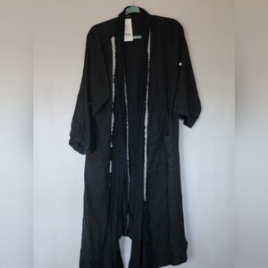 NWT Prospero Italy | 100% Pure Linen Pearl-Trimmed Lagenlook Duster